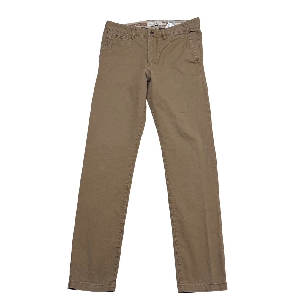 H&M LOGG Chino Pants Brown Skinny Fit Stretch Cotton Casual Minimalist 32x31